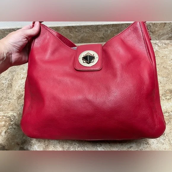 Kate Spade red leather Jamie Chrystie Street hobo shoulder bag - Picture 2 of 14